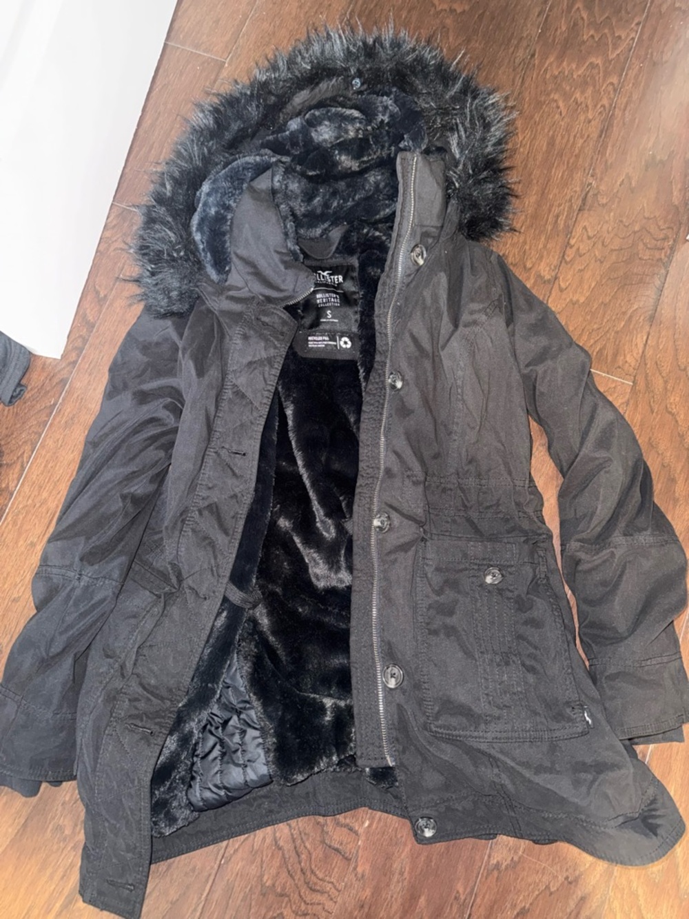 Hollister Black Faux-Fur Lined Hooded Parka
